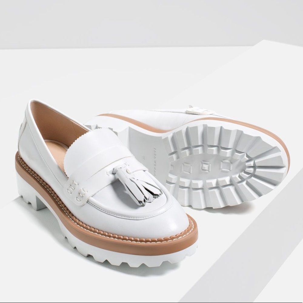 Zara white loafers